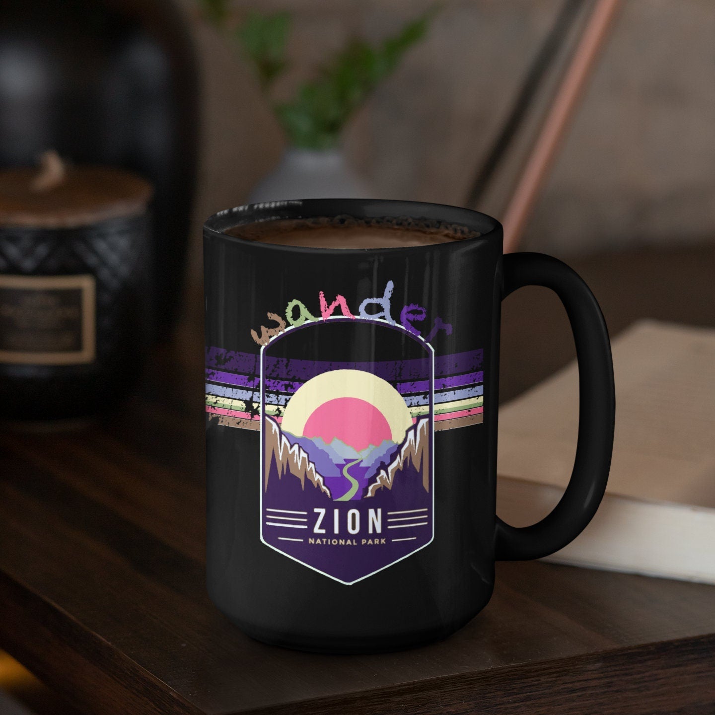 Zion National Park Mug - Utah Black Coffee Mug 15oz - Coral and Vine Co