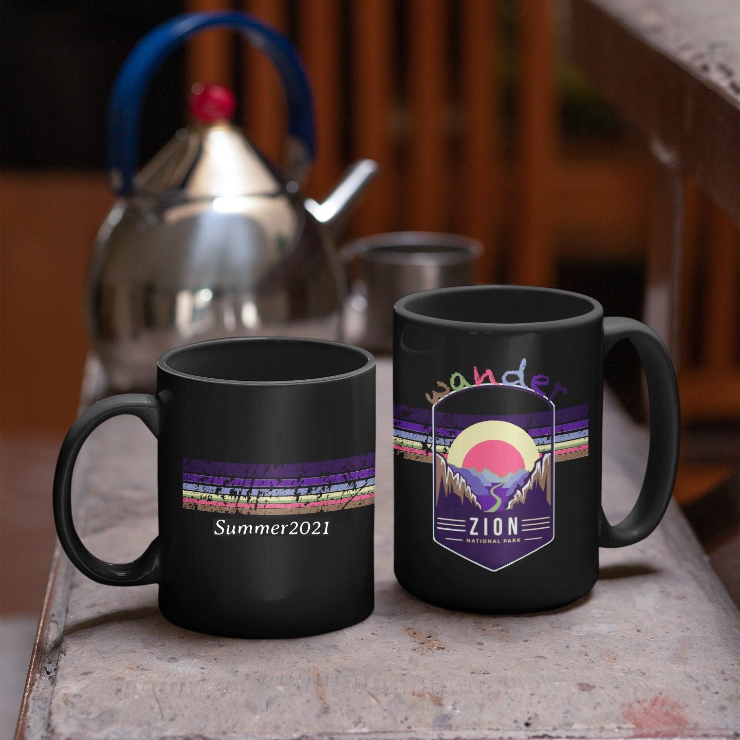 Zion National Park Mug - Utah Black Coffee Mug 15oz - Coral and Vine Co